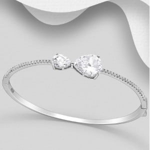sterling silver bangle with cz diamonds